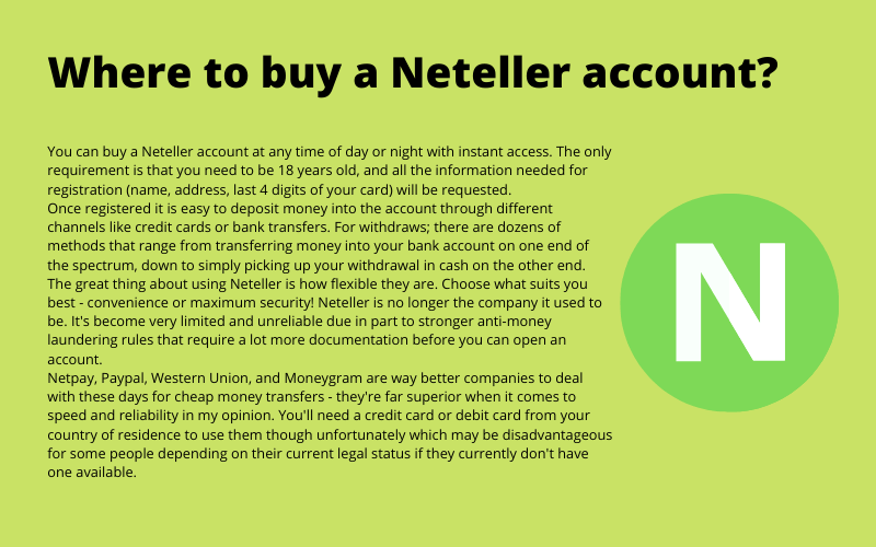 neteller account for sale